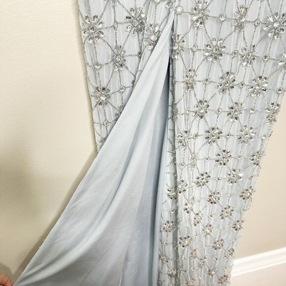 Mac Duggal A93744 Powder Blue Embellished V Neck Sleeveless Gown 10 $398 NEW - Picture 9 of 14